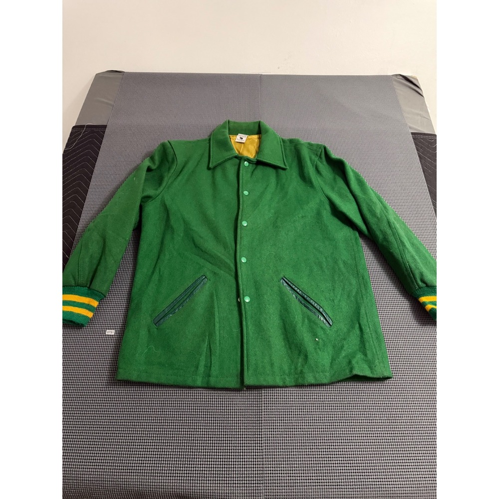Vintage Kaye Bros Chicago Award Jacket Green Wool Varsity‎ Coat Mens XL